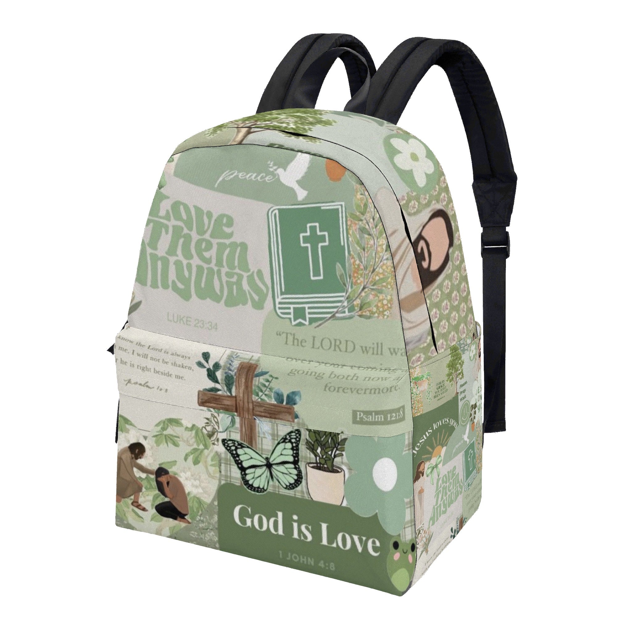Christian Faith Backpack, Bible Verse Book Bag, God Is Love, Inspirational Scripture School Backpack, Religious Gift for Women & Teens PLAF60